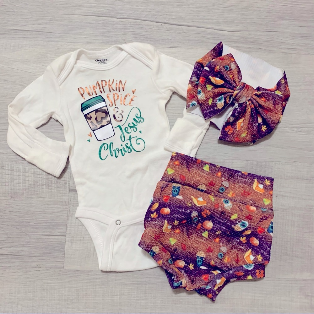 Pumpkin Spice Fall Baby Girl Outfit